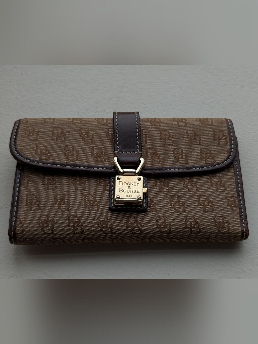 Dooney & Bourke Brown Signature Clutch Wallet